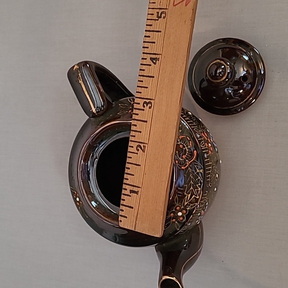 Small Vintage Brown Hand-Painted Floral Red Ware Teapot Japan 003 - Picture 9 of 9